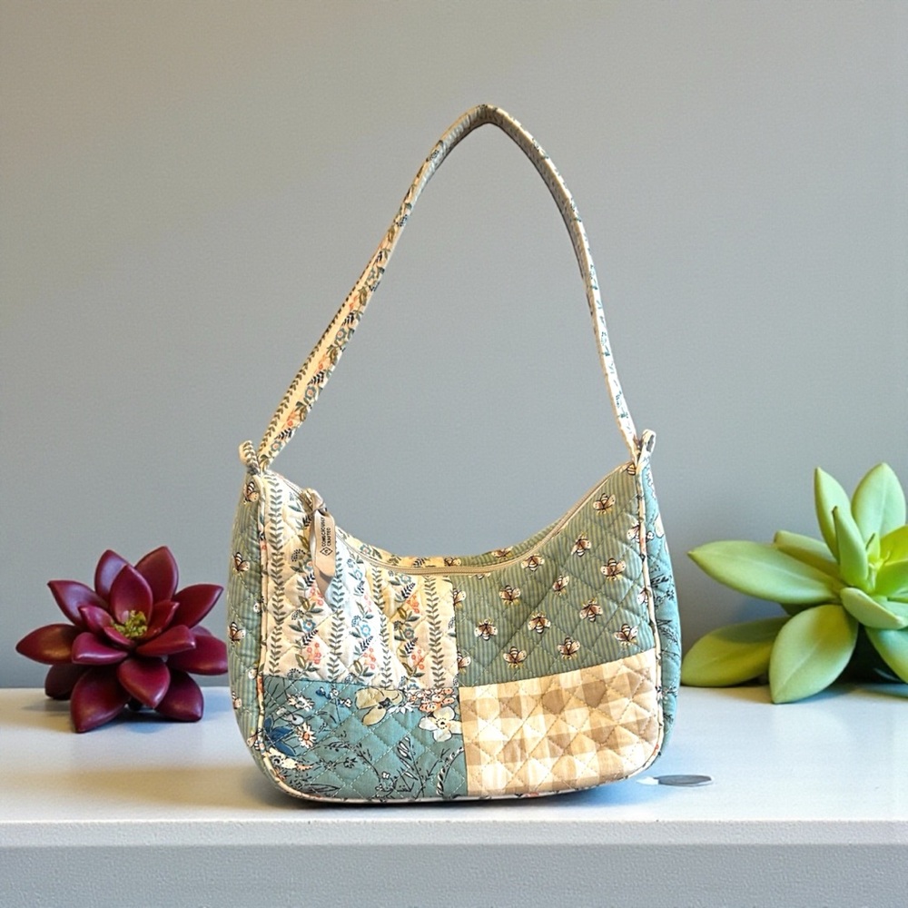 Vera Bradley Patchwork Shoulder Bag - Green and Cream